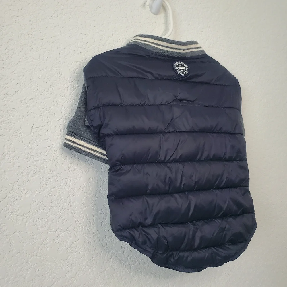 AE American Beagle Outfitters Navy Blue Varsity Style Pet Dog Puffy Jacket M